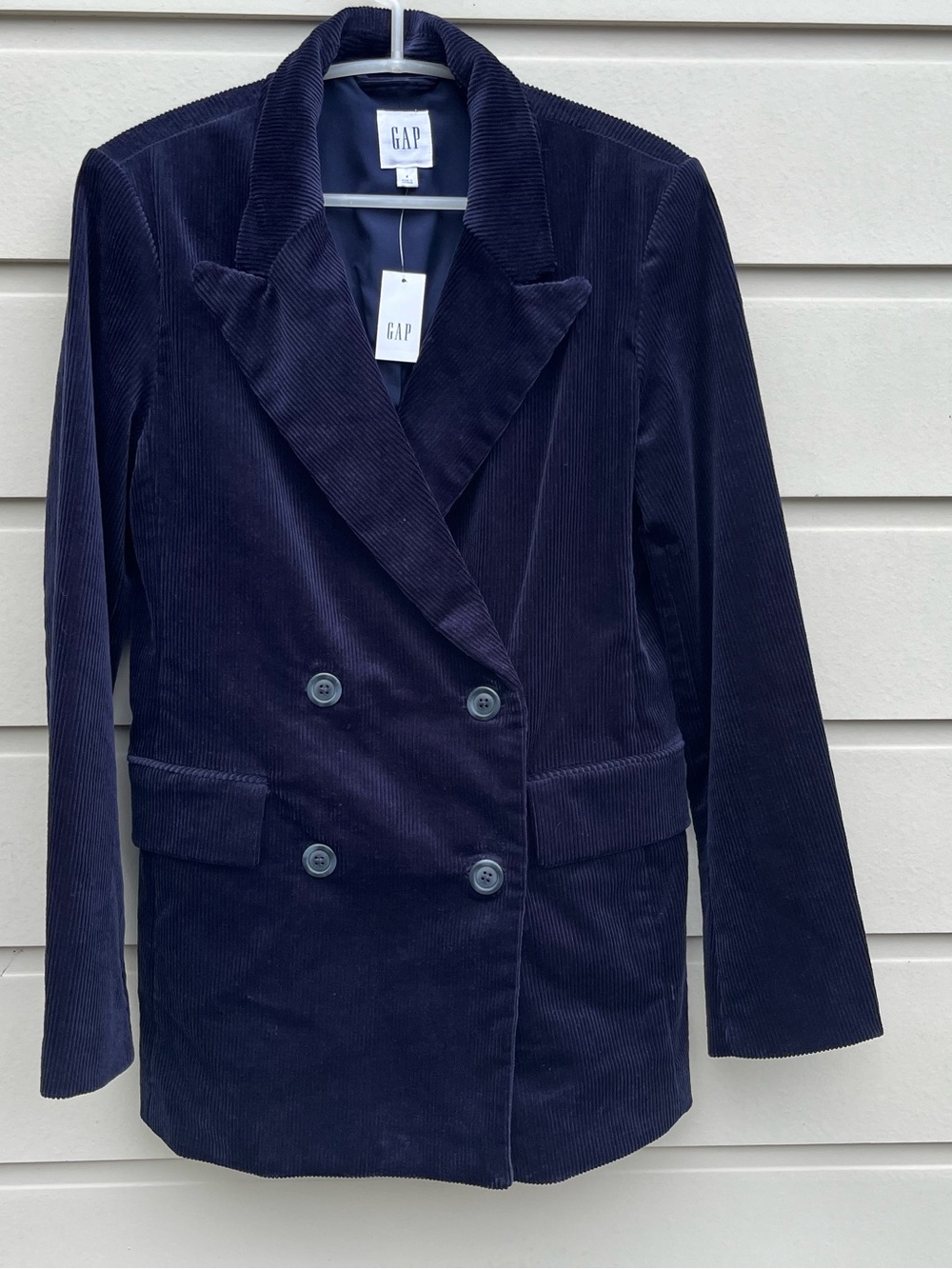 GAP Women's Navy Corduroy Double-Breasted Blazer size 4